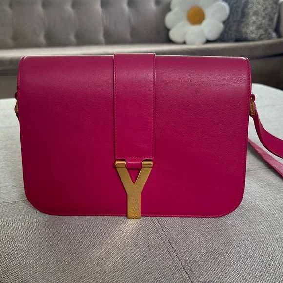 Saint Laurent Classic Y Hot Pink Leather Crossbody Bag - Picture 4 of 15